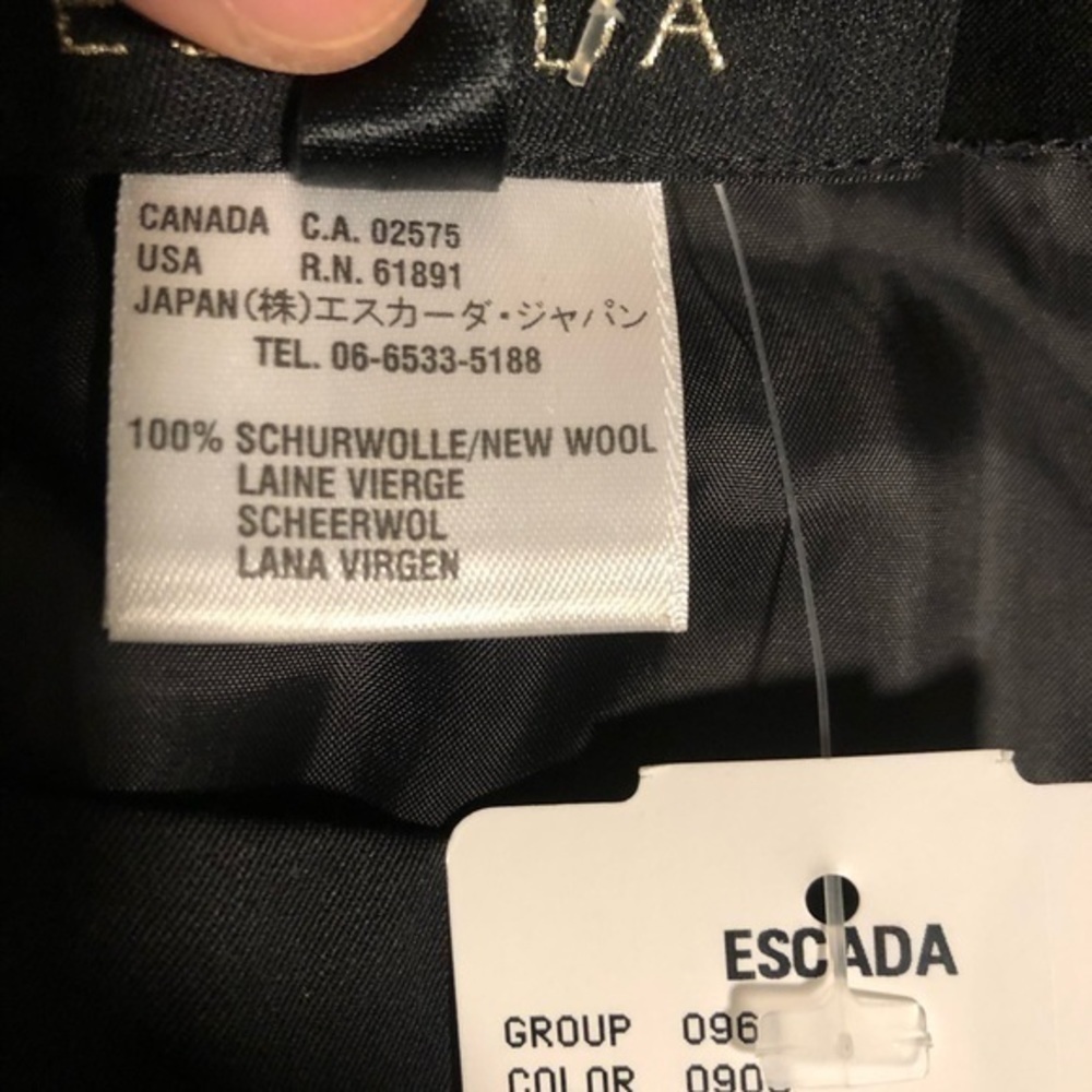 Escada black lined skirt with side pockets NEW - Picture 6 of 7